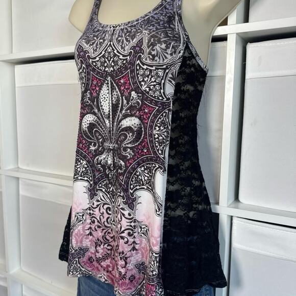 Y2K Vintage Love J Lace Bling Tank Top - Picture 2 of 7